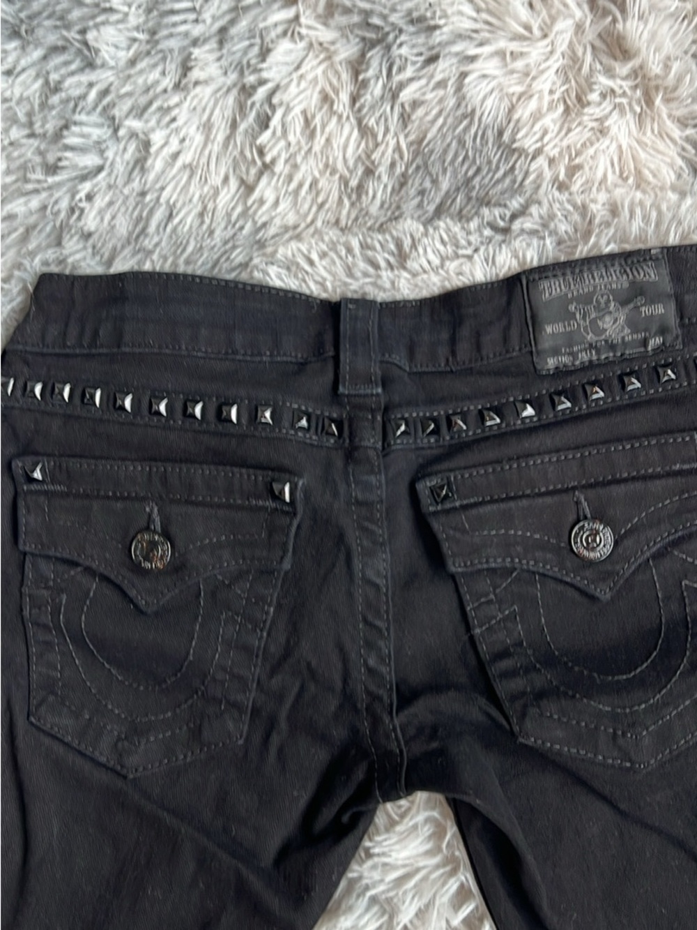 True Religion Women's Black Studded Back-Pocket Skinny Jeans